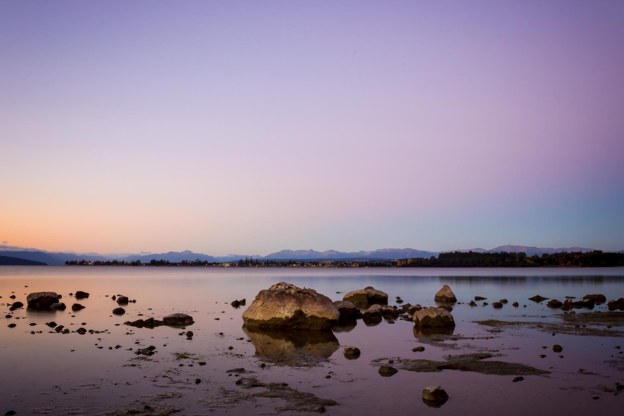 Twilight photo of Lake Te Anau